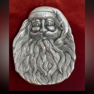 Silvertone Santa trinket candy dish vintage